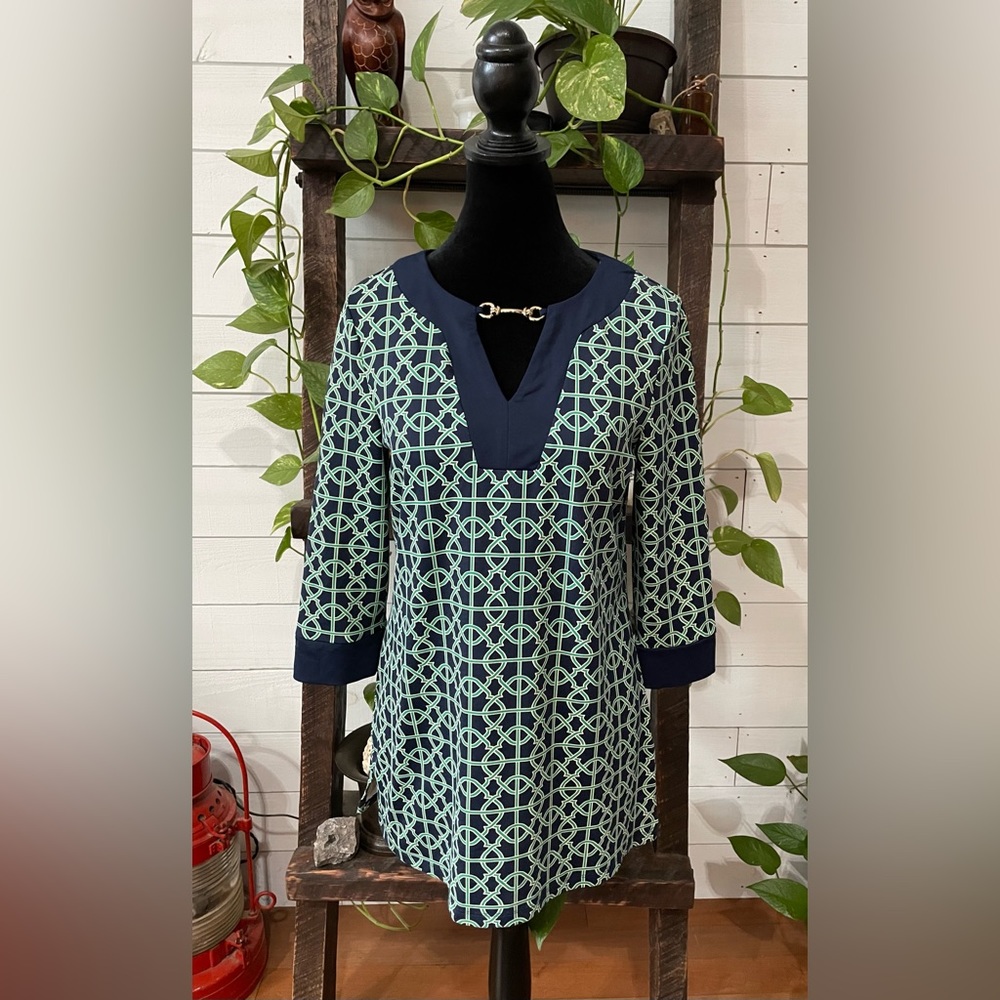 Charter Club: Green, Blue and White Blouse